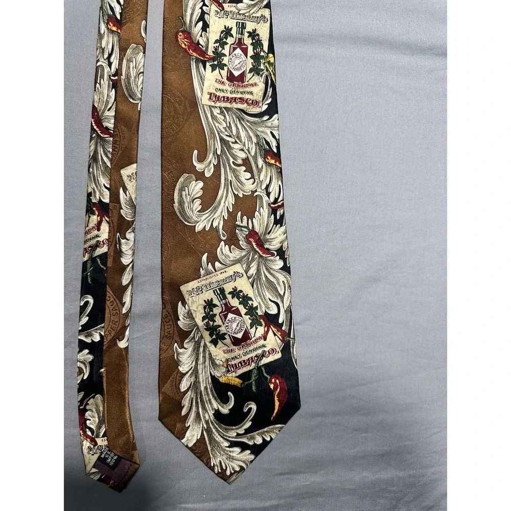 VTG Tabasco Filigree Brown/Black Silk‎ Neck Tie